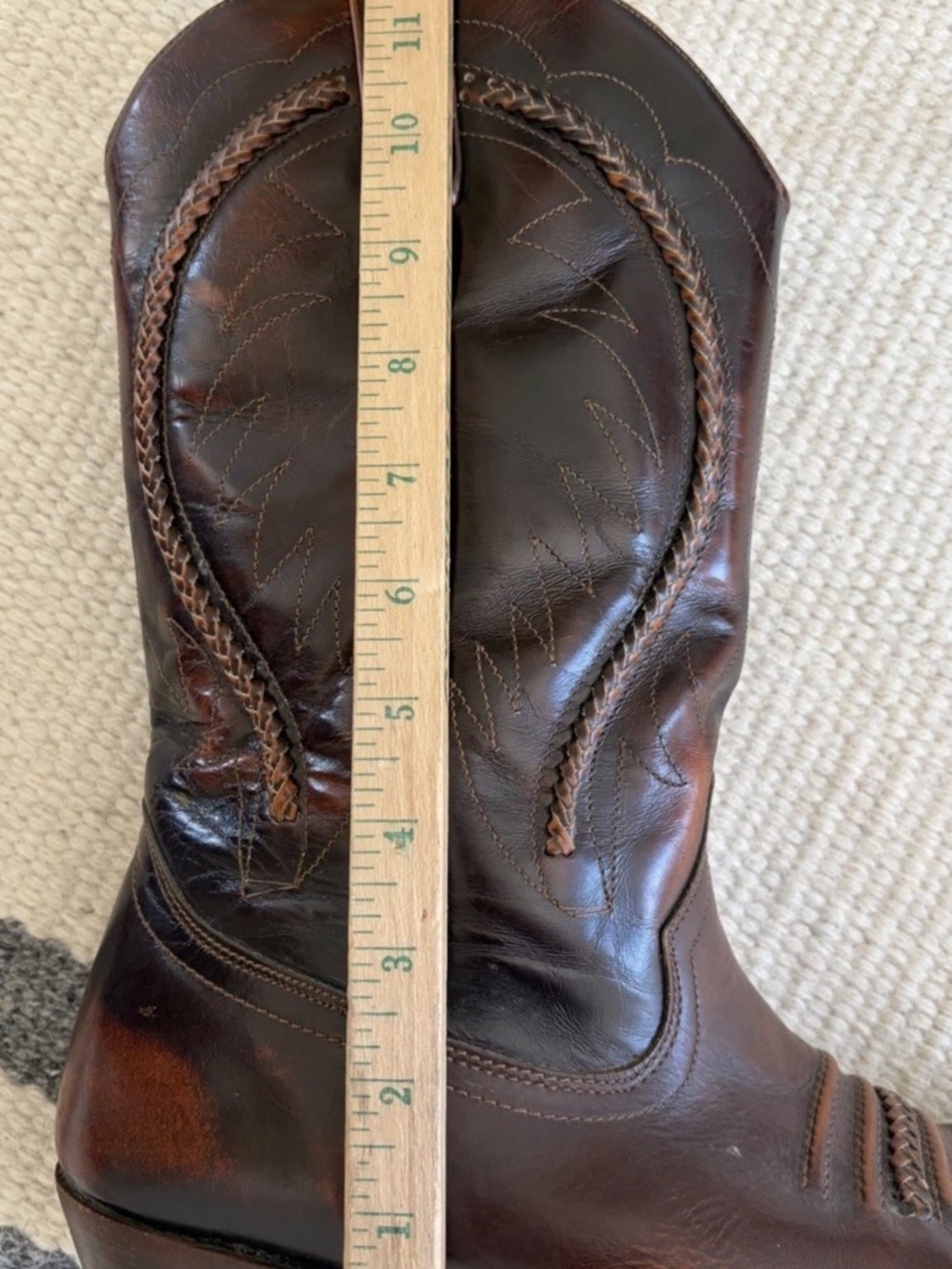 VTG Loblan Hand Made Brown Leather Cowboy Boots WesternWear Dress MEN’s 11 EU 45 - Picture 9 of 9